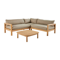 Salotto da giardino ad angolo in legno di acacia 5 posti, beige