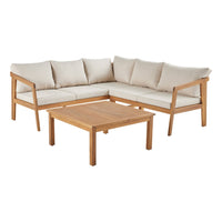 Salotto da giardino angolare in acacia 5 posti, beige