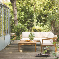 Salotto da giardino angolare in acacia 5 posti, beige