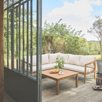 Salotto da giardino angolare in acacia 5 posti, beige