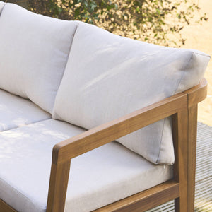 Salotto da giardino angolare in acacia 5 posti, beige