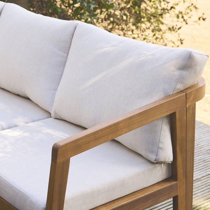 Salotto da giardino angolare in acacia 5 posti, beige