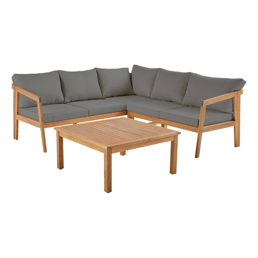 Salotto da giardino angolare in acacia 5 posti, grigio