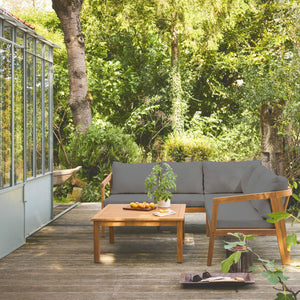 Salotto da giardino angolare in acacia 5 posti, grigio