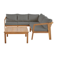 Salotto da giardino angolare in acacia 5 posti, grigio