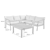 Salotto da giardino angolare in acacia 5 posti, grigio