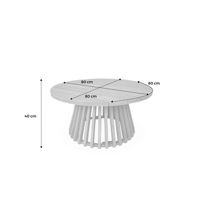 Tavolino da giardino in legno di acacia, 80cm, marrone naturale