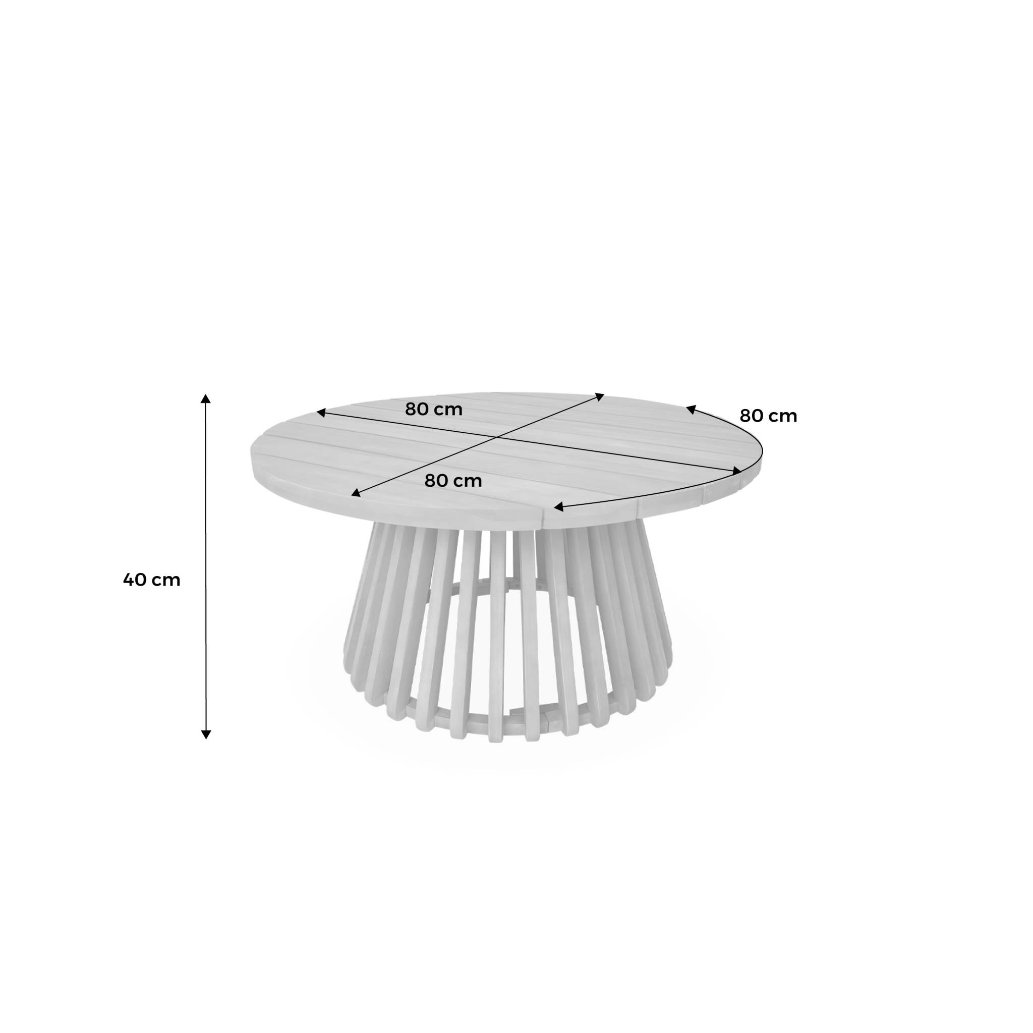 Tavolino da giardino in legno di acacia, 80cm, marrone naturale