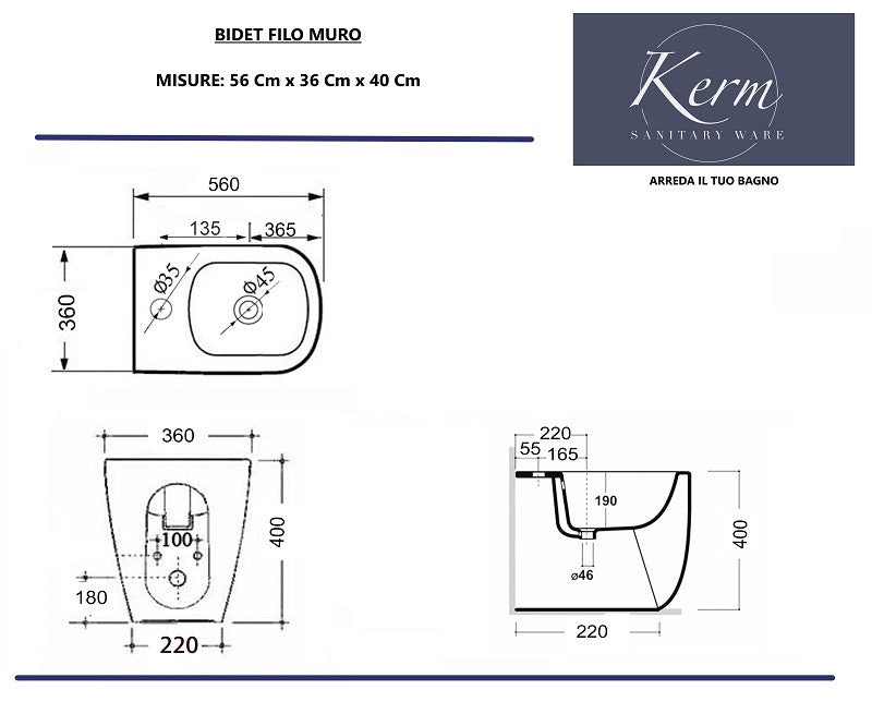Sanitari Squadrati Filomuro Wc Rimless Bidet e Copriwc Softclose