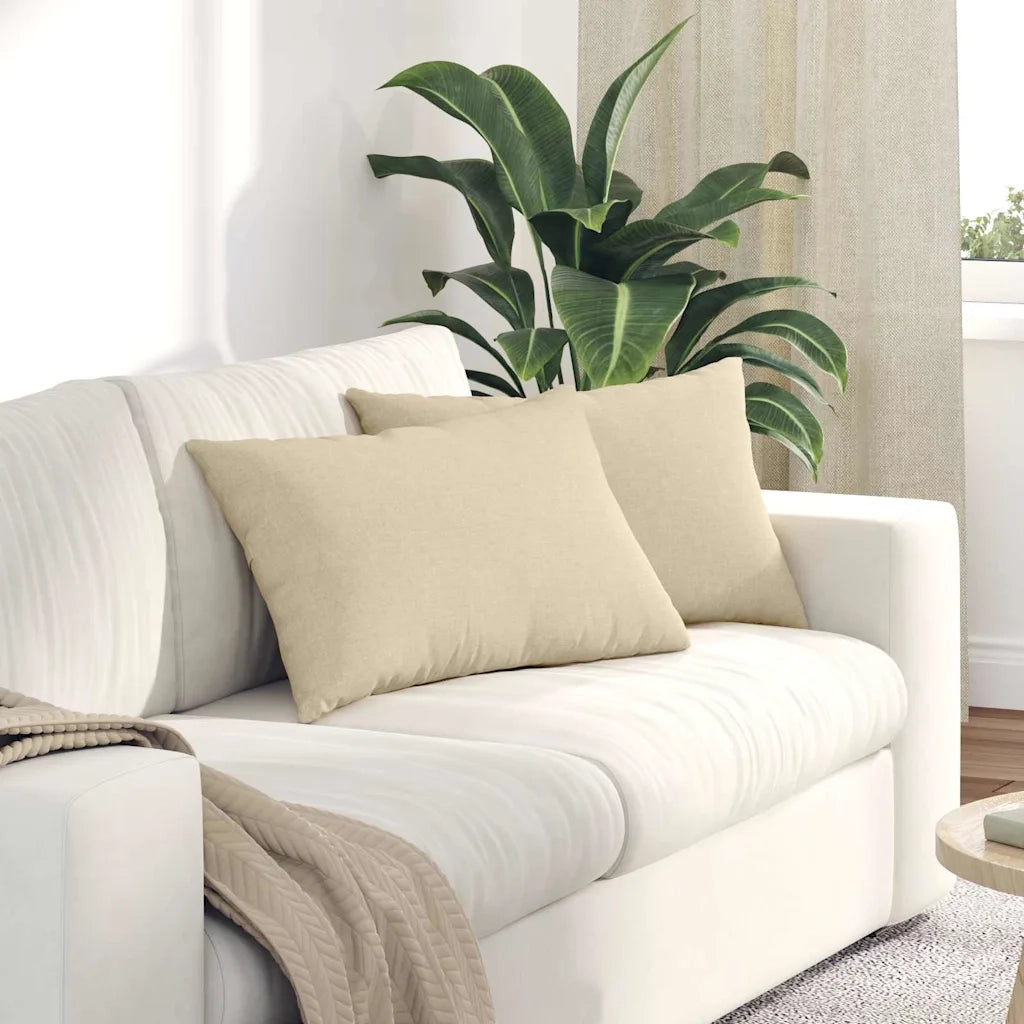 Cuscini da Divano 2 pz | Cuscini per sedie Crema 60 x 40 cm Tessuto