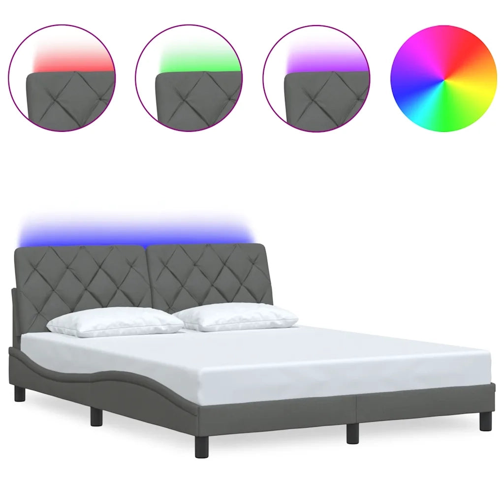 Giroletto con LED senza Materasso-Struttura Letto 160x200 cm Tessuto 898577