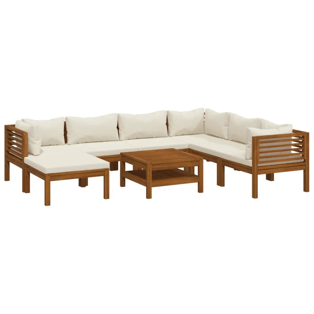 Set Divani da Giardino 8 pz con Cuscini Crema in Legno Acacia cod mxl 38170