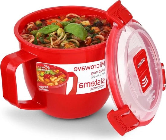 Piccolo contenitore per zuppa - magnetron con aperture di ventilazione a vapore - BPA libero - rosso - 565 ml - 1 pezzo