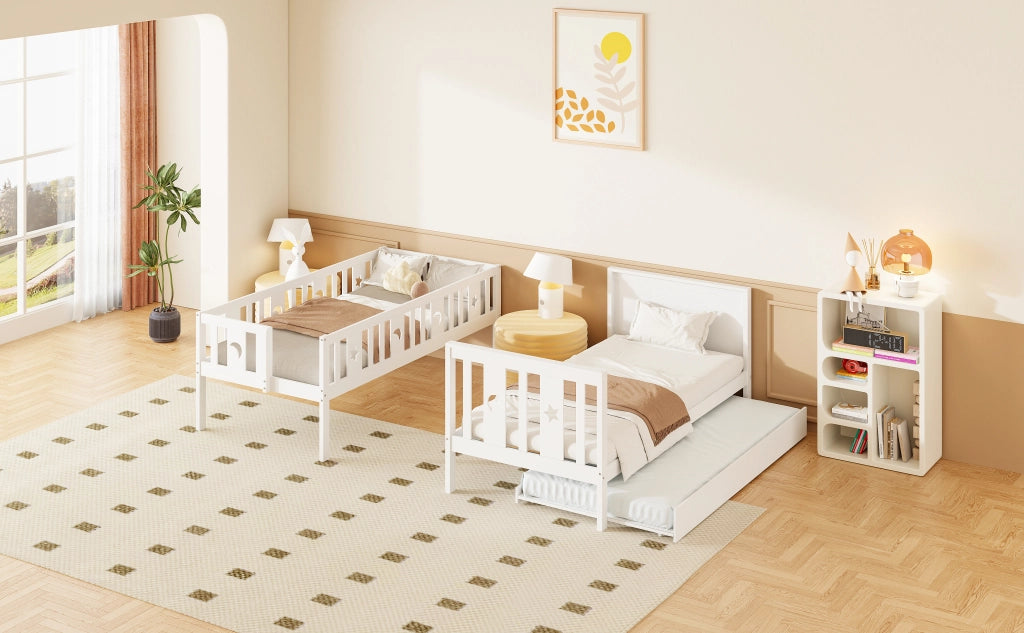 letto a castello in legno bianco 95 x 252 cm