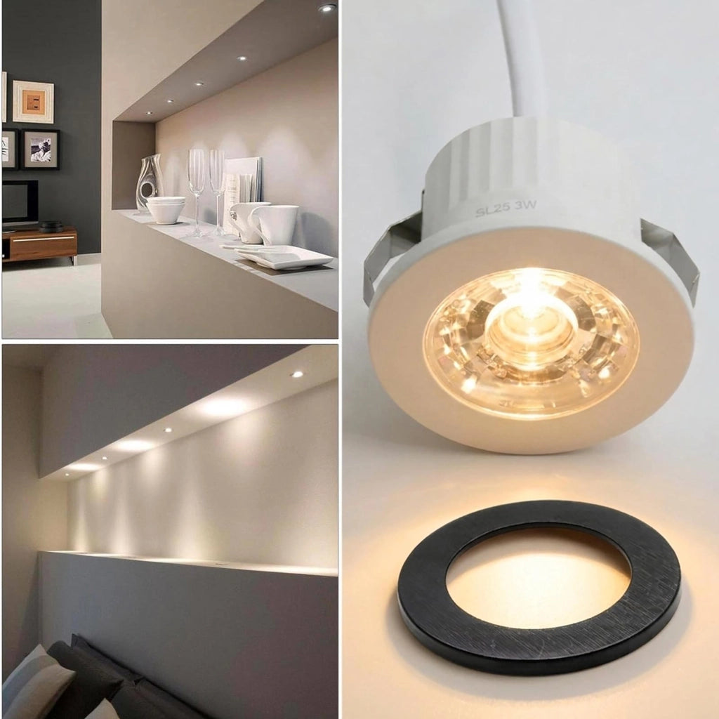 Mini faretto SPOT moderno tondo LED 3W CCT incasso 35mm luce soffitto mensole ripiani mobili cucina cappa 230V cornice intercambiabile 38°
