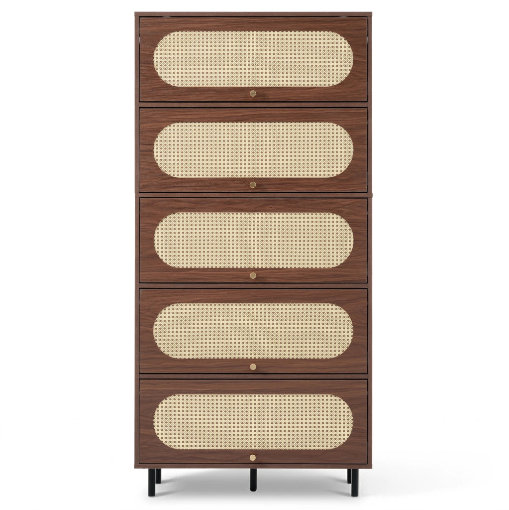 Mobile contenitore 80x40x163 cm noce in MDF con 5 ante a ribalta