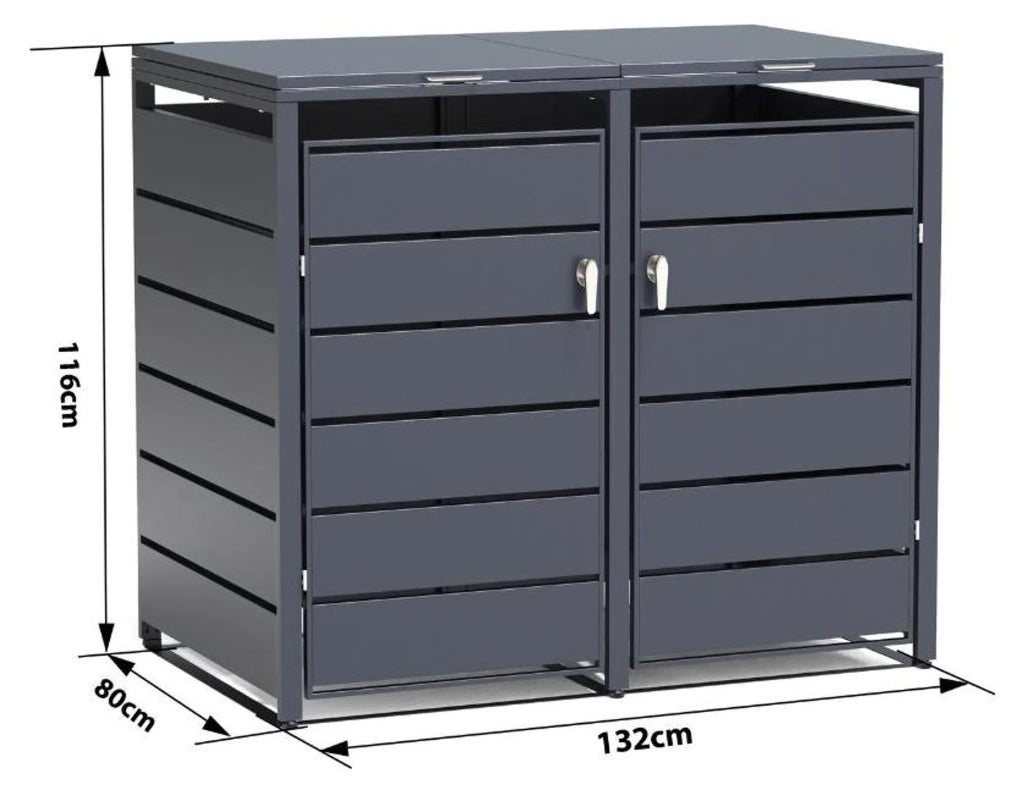 TIMBELA M802-2K Copribidone Spazzatura in Metallo 2 x 240L