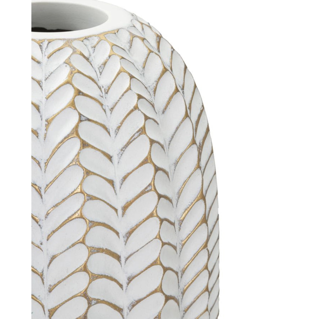 Vaso Decorativo VKH673, Bianco, Poliresina, 18,5x18,5x46 cm