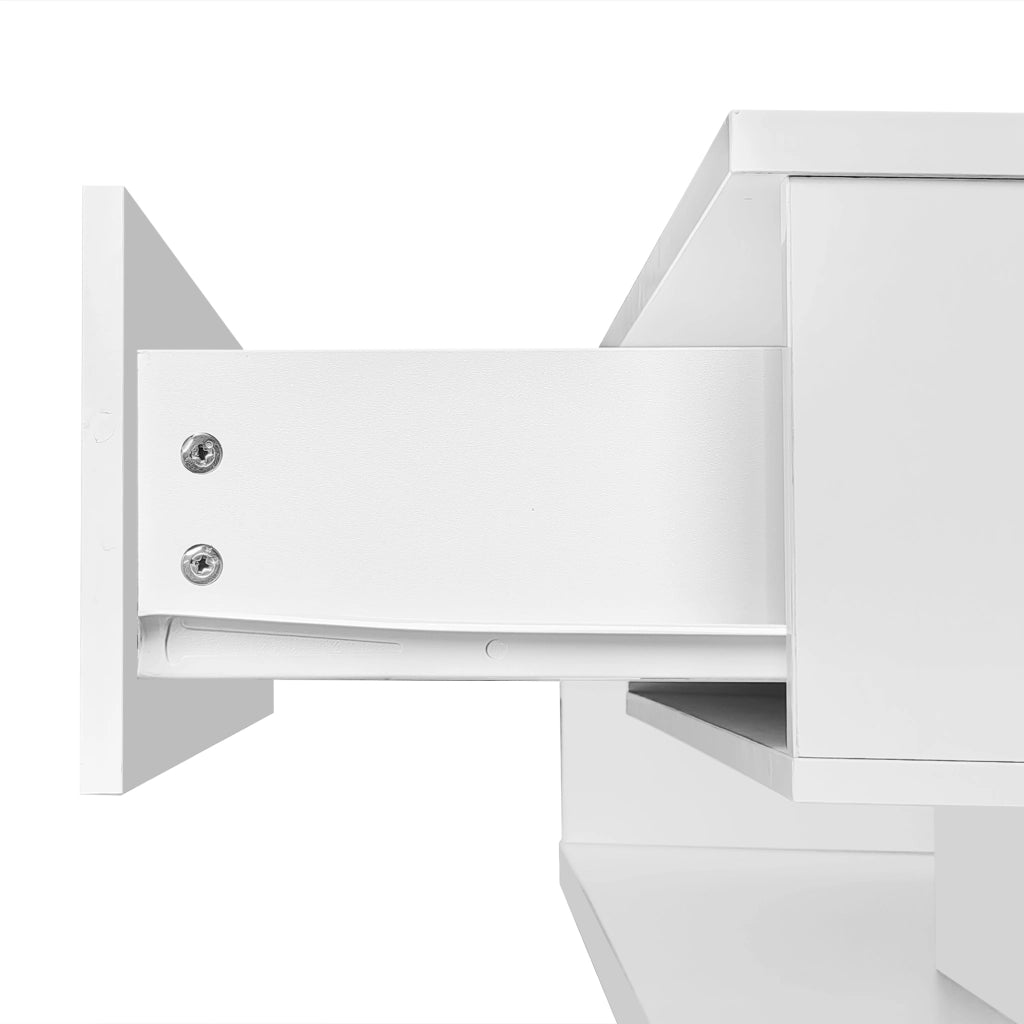 OKWISH Tavolino da Salotto Rettangolare con Vano Portaoggetti e LED, Finitura Lucida, per Soggiorno, 105 x 55 x 32.5 cm, Bianco