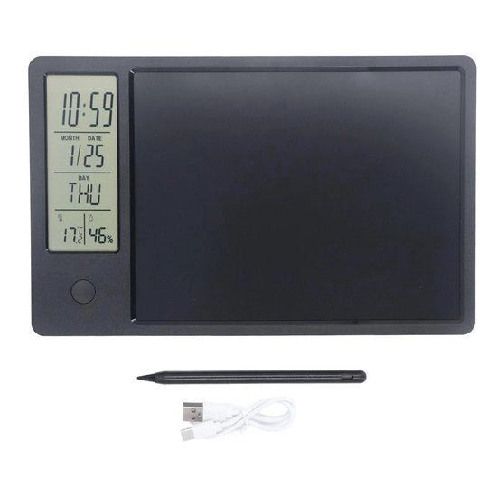 Pianificatore Elettronico Digitale Multifunzionale - Calendario Portatile - Display LCD - Adatto per Ufficio e Lavoro da Casa - Nero - Tablet di Scrittura LCD