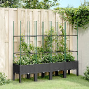 Fioriera da giardino con traliccio-Vaso da Esterno-Vaso con Griglia Nera 160x40x142,5 cm in PP