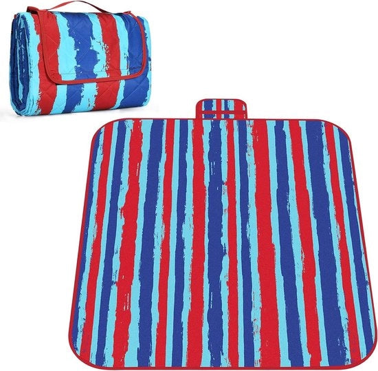 Picnick deken extra grande impermeabile - tappeto da spiaggia leggero e trasportabile per campeggio in famiglia - viaggiare parco prato passeggiata outdoor stadio concerti - 180 x 200 cm - a strisce