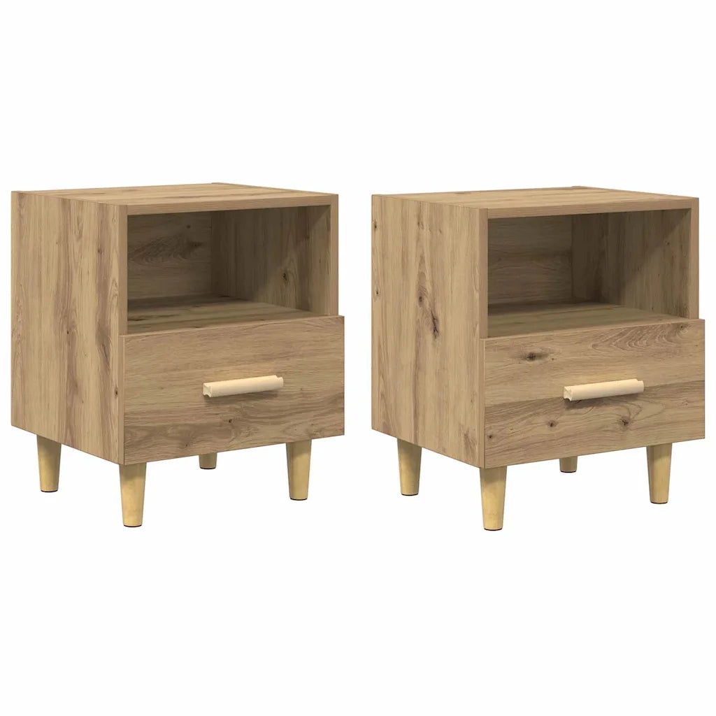 Armadio da Notte 2 pcs Rovere artigianale 40 x 35 x 47 cm
