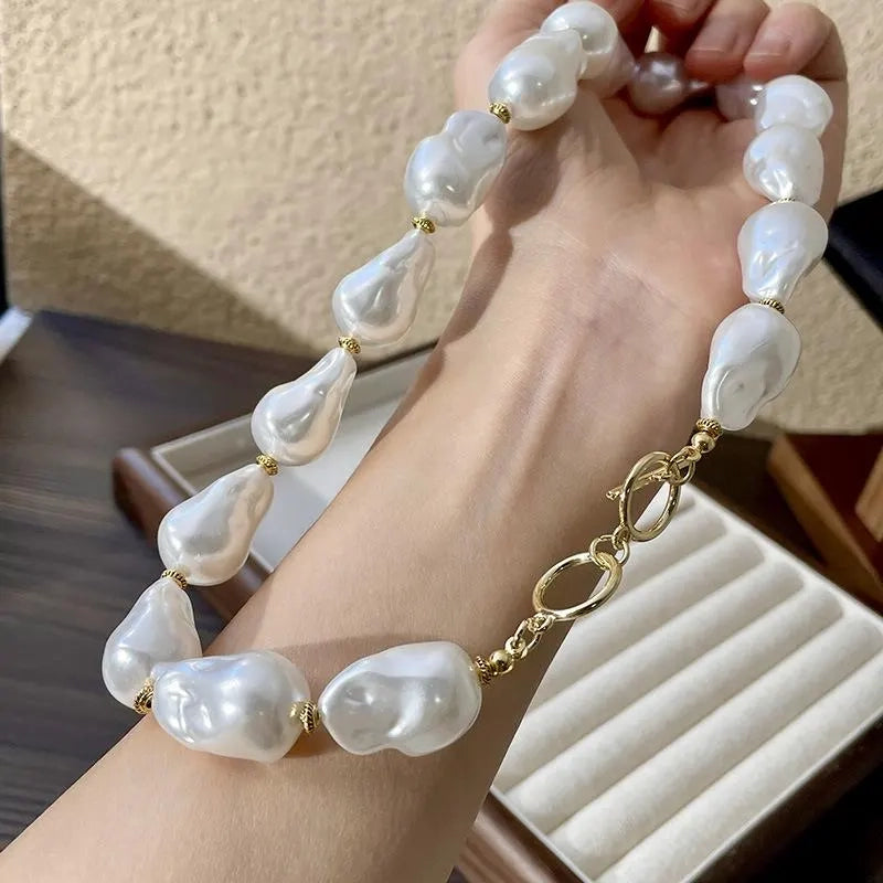 Collana di perle barocche fatta a mano, regalo di Natale o di compleanno.