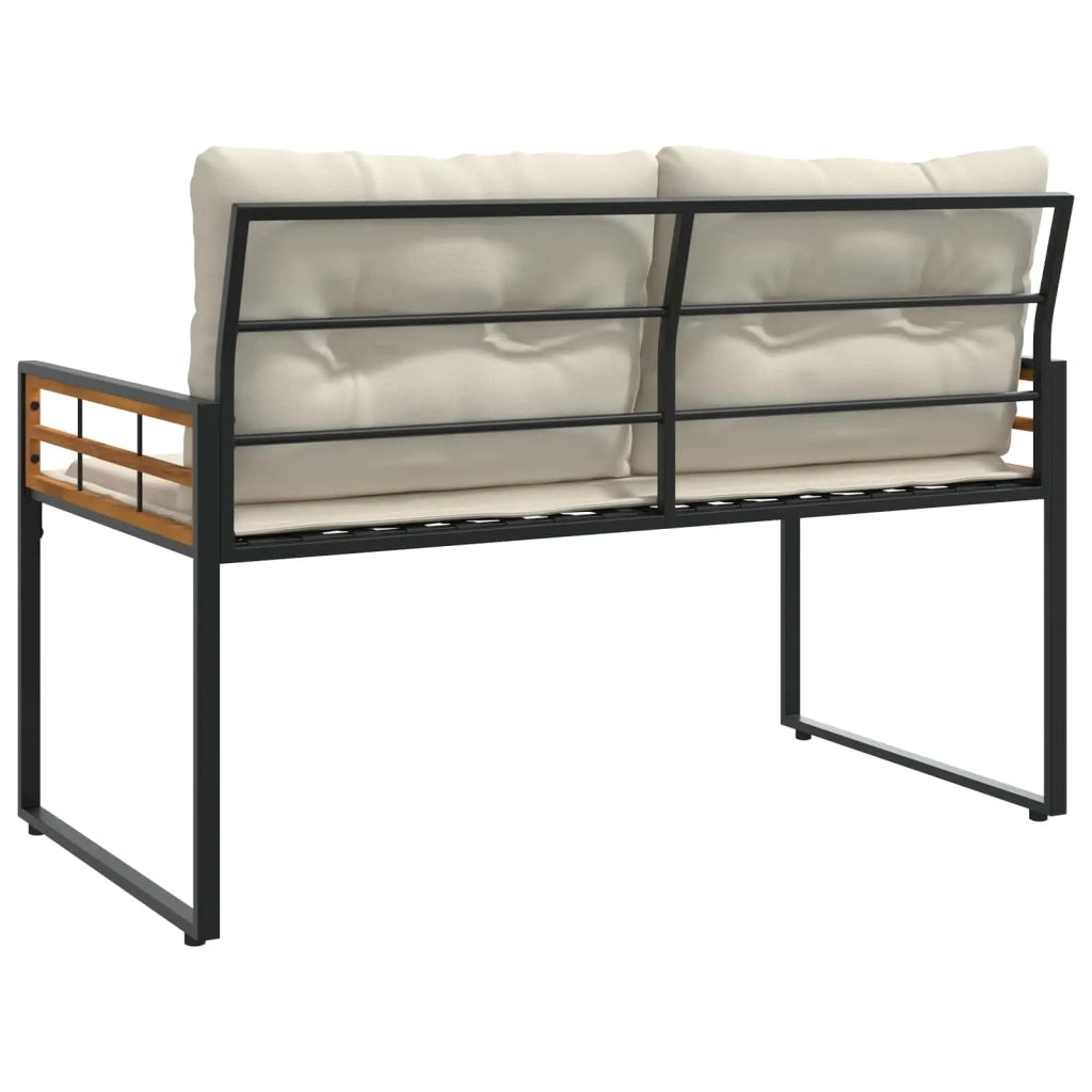 Panchetta in Legno a Strati con cuscino Crema 114 x 55 x 77 cm