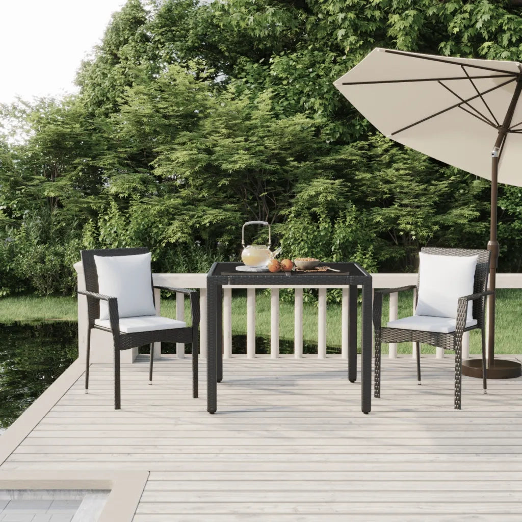 Set da Pranzo da Giardino 3 pz con Cuscini Nero in Polyrattan 3157951