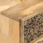 Set di 2 Comodini | Armadio da Notte | Mobiletto da notte 40x33x46 cm in Legno Massello di Mango