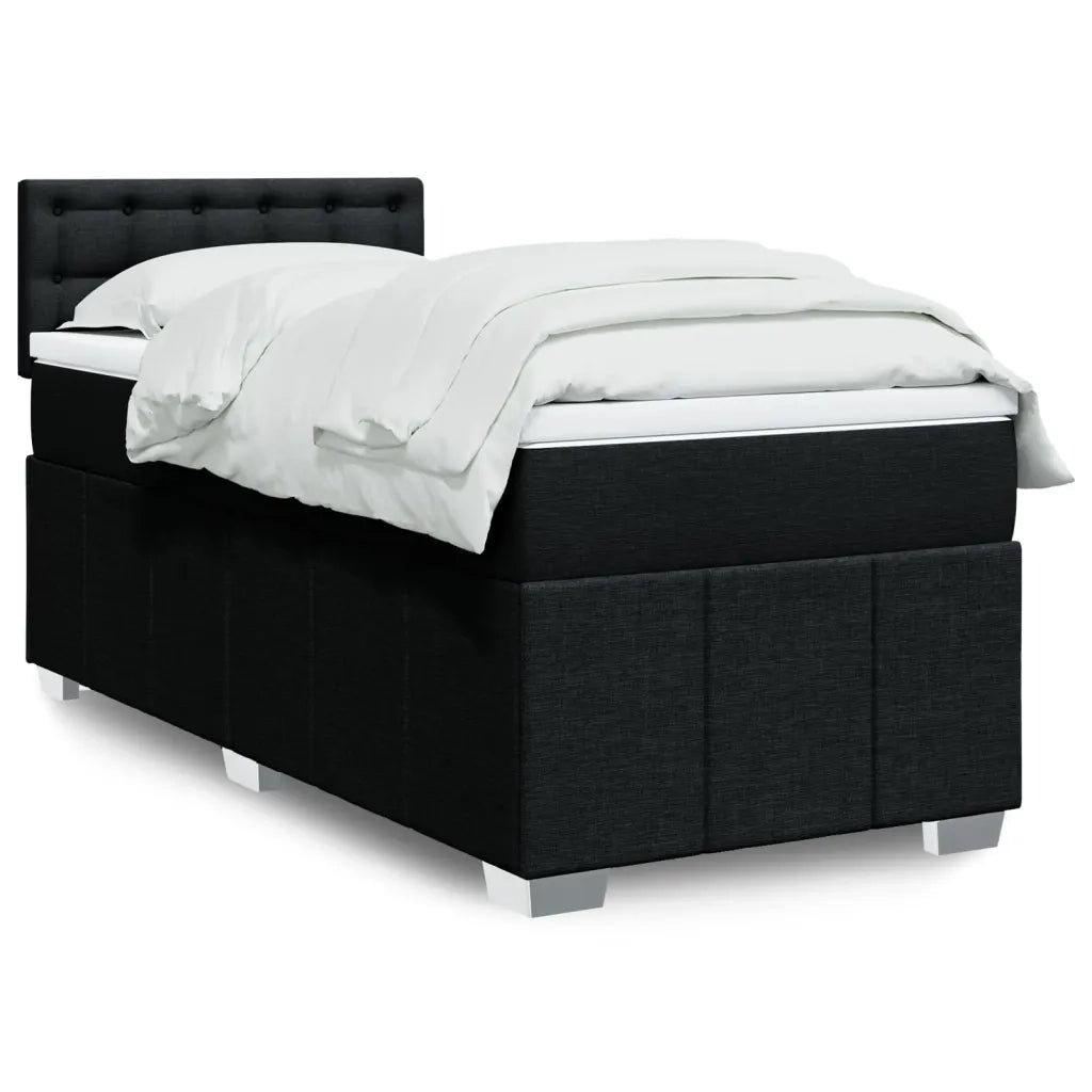 Letto singolo | Letto per adulti | Giroletto a Molle con Materasso Nero 80x200 cm inTessuto