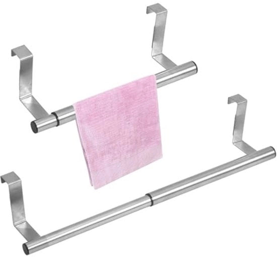 Set di 2 tensoori per porte a sospensione telescopica - Disegno estensibile in acciaio inox per cucina e bagno