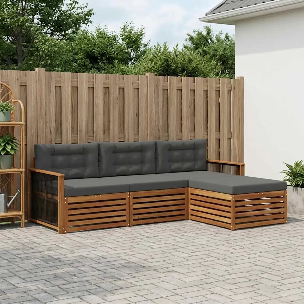 Set di divani da esterno con cuscino Naturale e Antracite 3383205