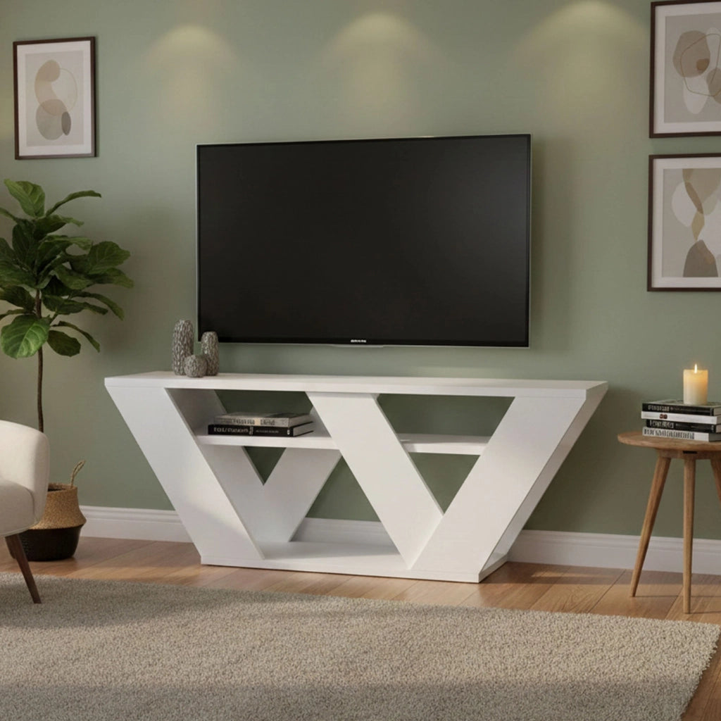 Mobile porta TV Amazzonite, Credenza da soggiorno, Armadio basso per TV, Base parete attrezzata, 110x30h40 cm, Bianco