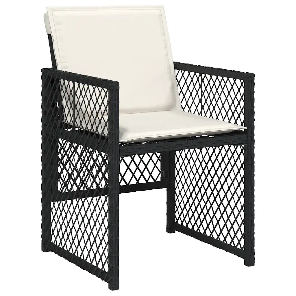 Set da Pranzo da Giardino 9 pz con Cuscini Nero in Polyrattan 3210738