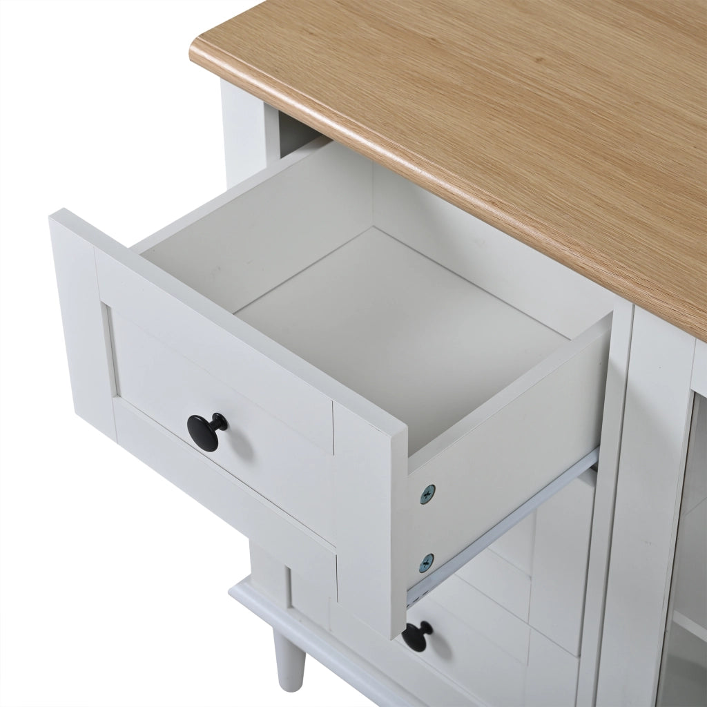 Credenza con 2 ante in acrilico; 6 cassetti e LED - per soggiorno - in MDF - 150 x 40 x 75 cm