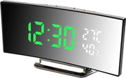 Radio Digitale con Display Curvo, 3 Livelli di Brillantezza, 2 Allarmi, Funzione Snooze, Temperatura e Umidità, Alimentazione USB