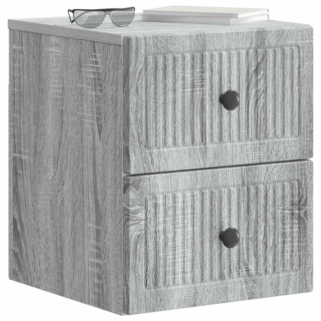 Mobiletto da notte a muro 2 pcs Grigio Sonoma 33 x 34,5 x 40 cm 897968