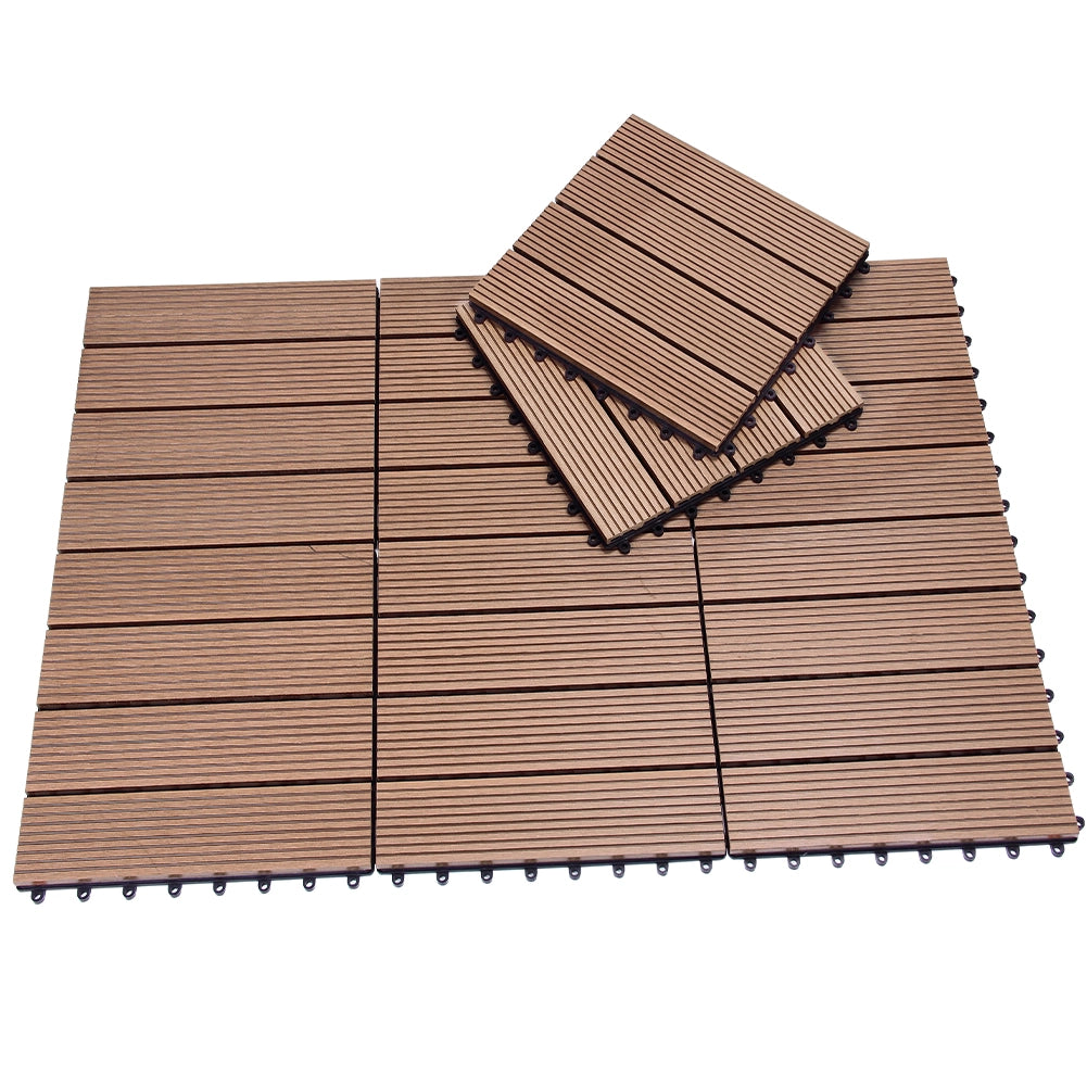 Kit 11 Mattonelle a Incastro per Terrazzo Piastrelle pavimenti 30x30cm in WPC Antiscivolo
