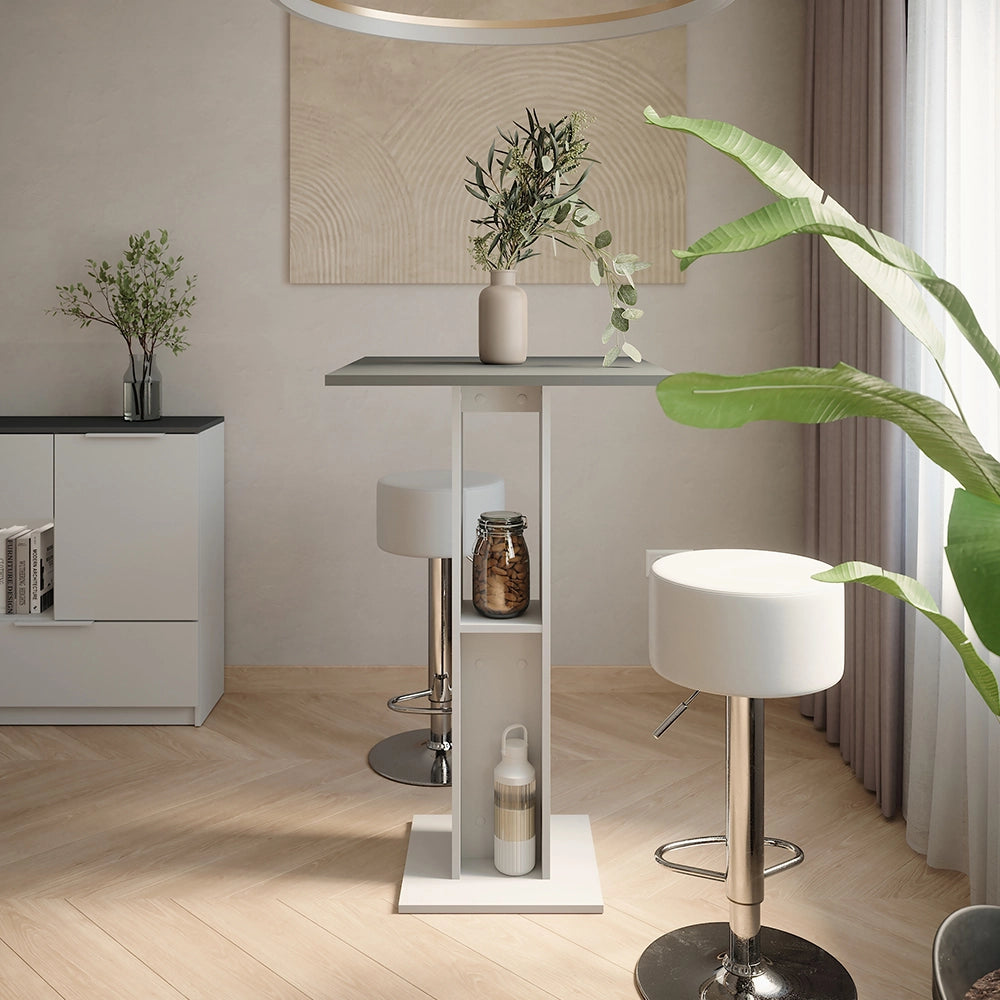 Vicco Set di tavoli da bar Bianco/antracite 65 x 65 cm con 2 sgabelli da bar