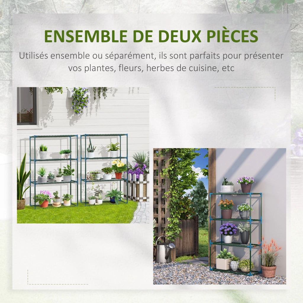 Scaffale per piante 4 livelli in metallo ¨C zephmum ¨C verde 70x27x110 cm