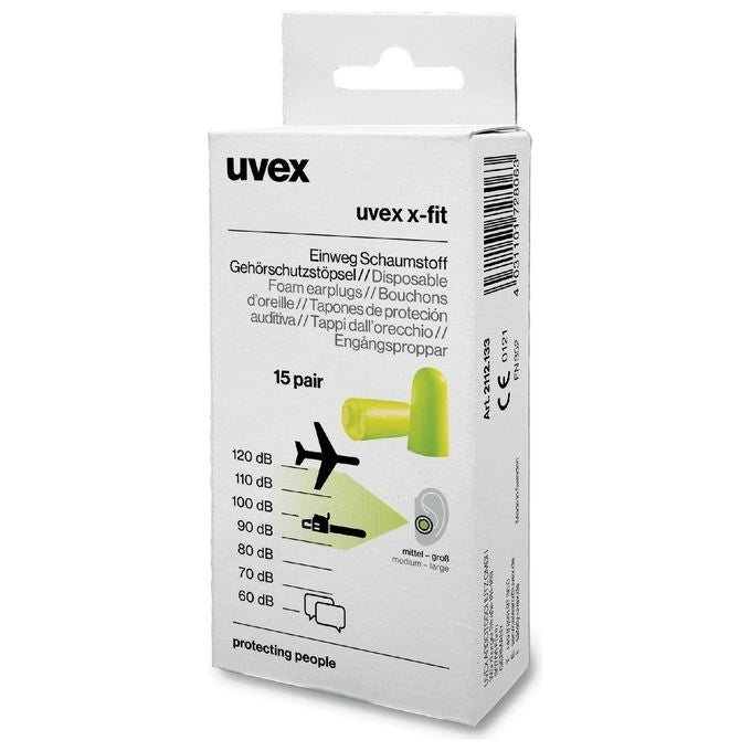Uvex 2112133 x-fit Tappi Auricolari Monouso SNR 37 dB 15 paia colore Lime