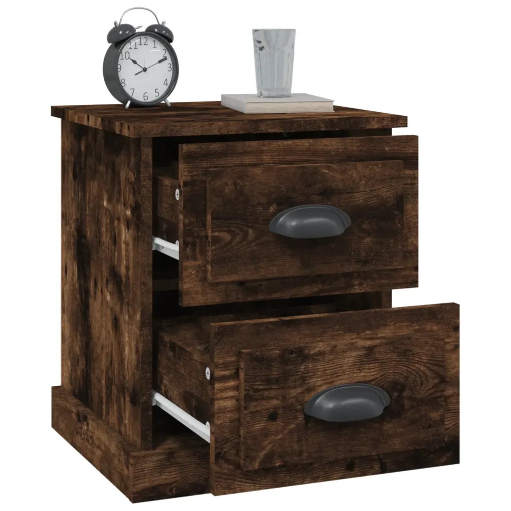 Set di 2 Comodini | Armadio da Notte | Mobiletto da notte Rovere Fumo 39x39x47,5 cm in Legno Multistrato