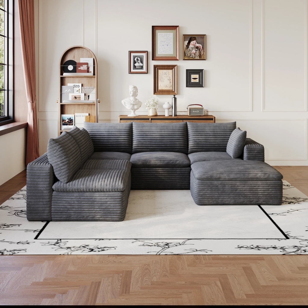 Divano Cloud 3 Posti in Velluto a Coste ¨C MINIMAL ¨C Grigio Scuro, Imbottito, Sfoderabile