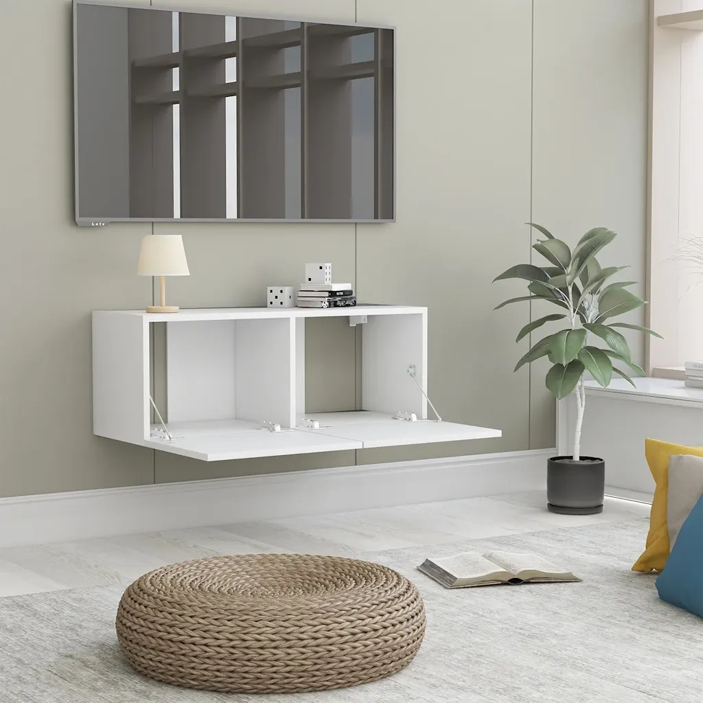 Mobile Porta TV Bianco 80x30x30 cm in Legno Multistrato 801472