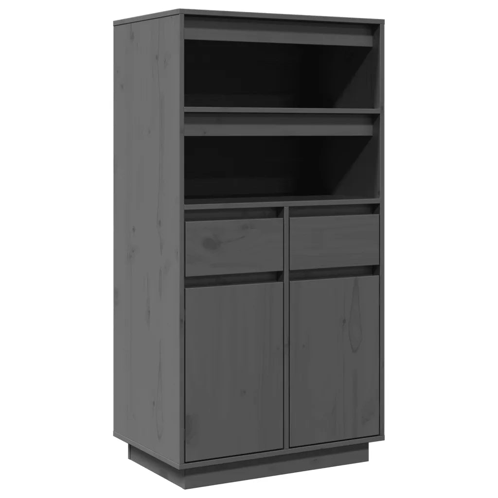 Credenza Grigia 60x40x116,5 cm in Legno Massello di Pino