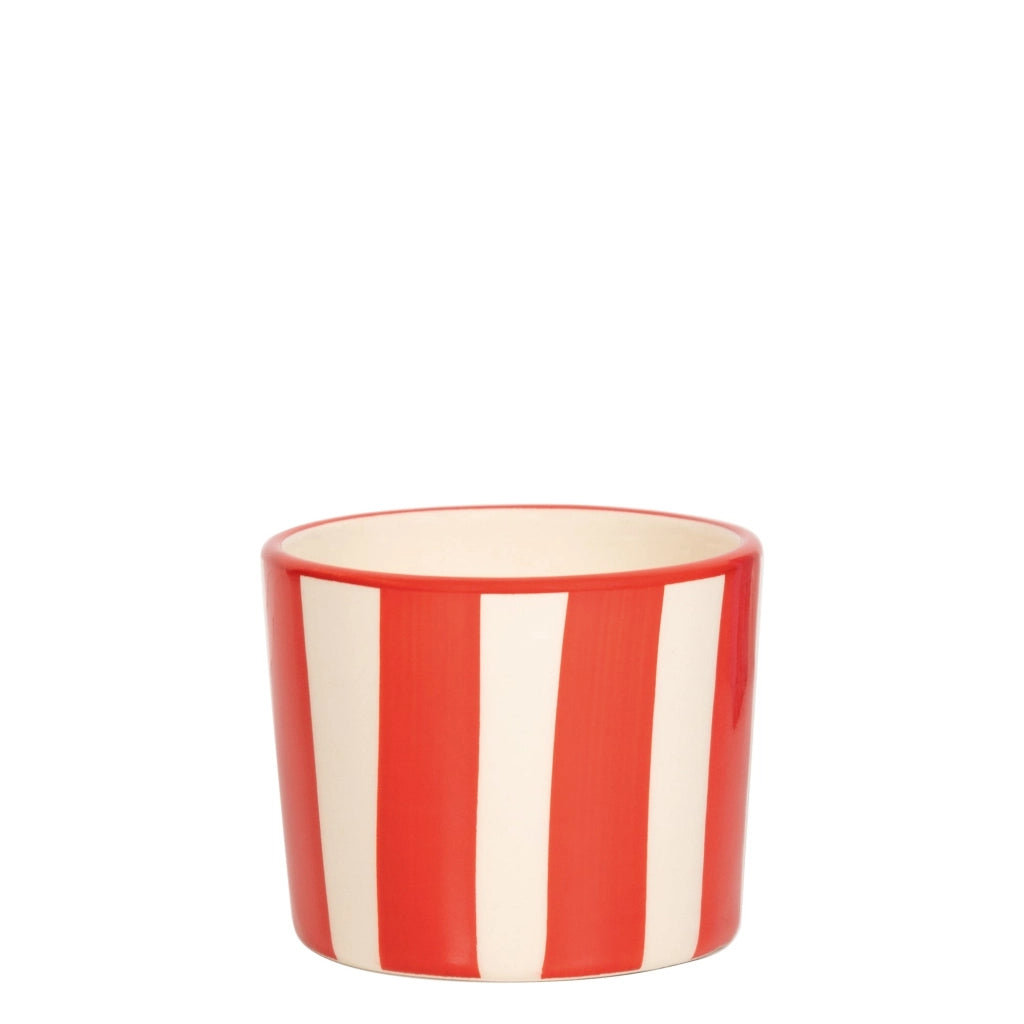Lido Set 2 Bicchieri Righe Tumbler in Ceramica Artigianale Colore Rosso - Design Civita Castellana per Bevande e Dessert Modello LIDO-RIGHE-ROSSO