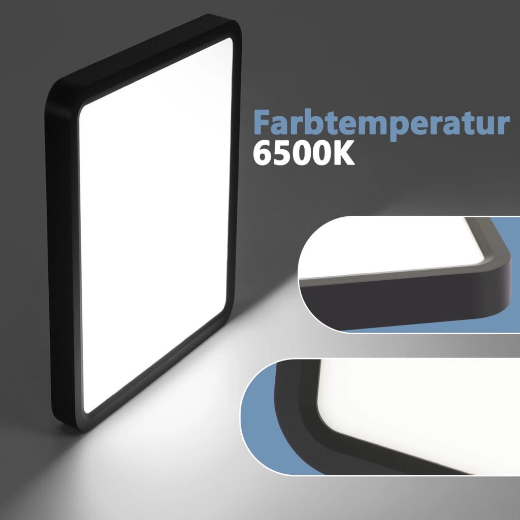 ZMH Lampada da soffitto plafoniera LED quadrata nera 23 cm 6500K per soggiorno cucina corridoio