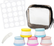 Set di 5 contenitori di silicone per viaggio con tasca di stoccaggio - BPA-free - 20 ml - impermeabile - adatto per make-up, prodotti personal care e creme